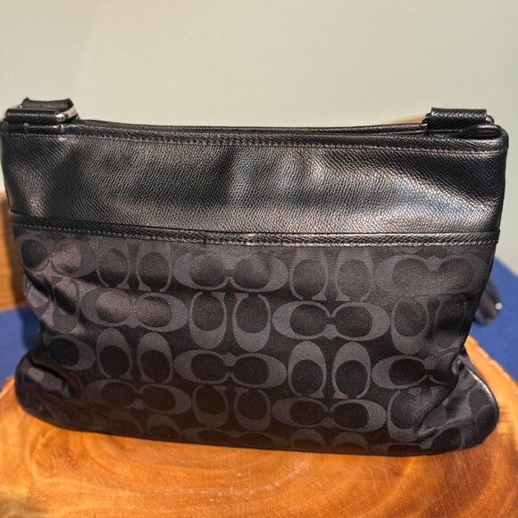 Coach Demi Bag Signature Jacquard Crossbody Black Leather Trim Silver Hardware - Picture 3 of 16
